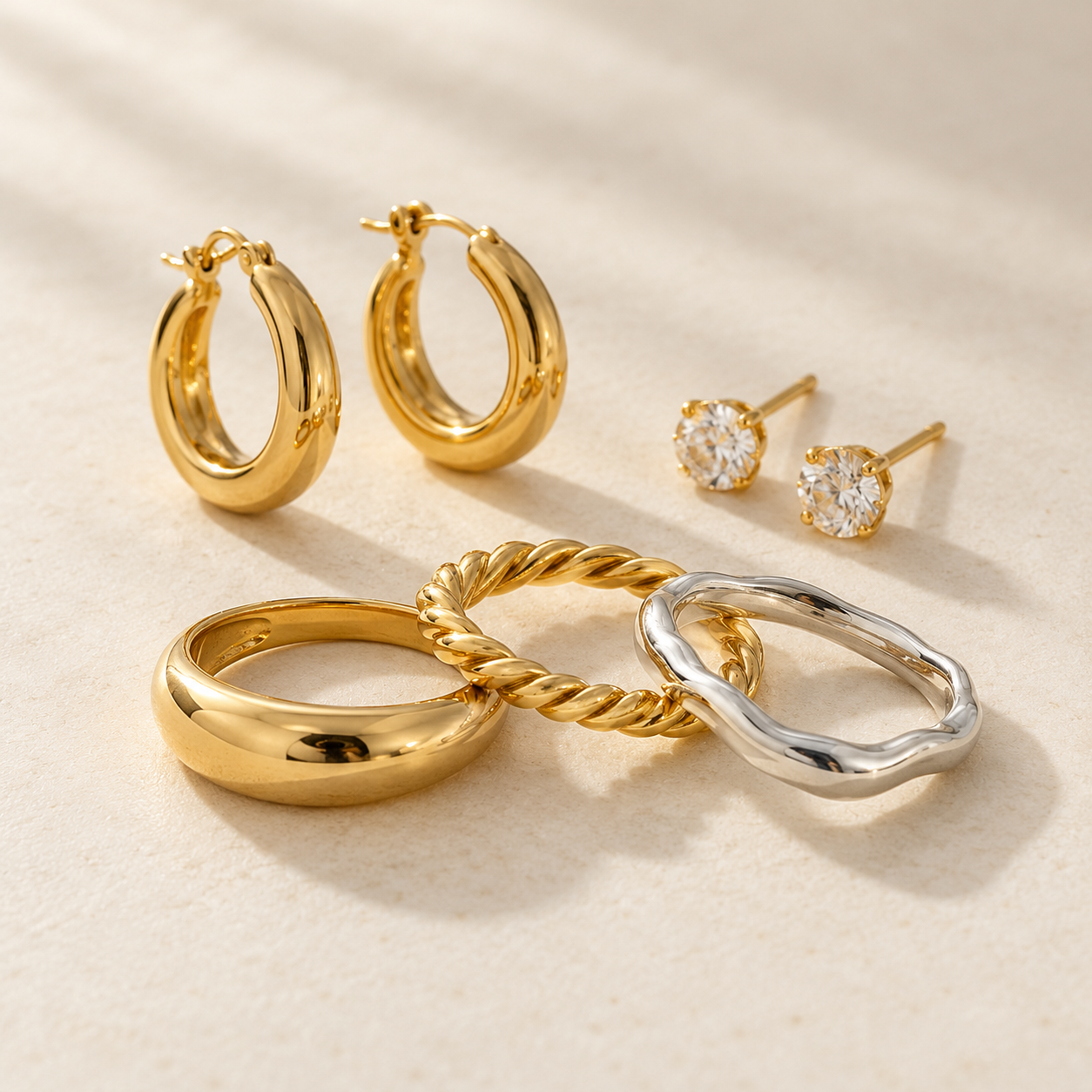Rings and earrings